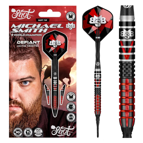 Shot Michael Smith Defiant 90% Soft Tip Darts-1-18 GRAM-Premier Darts