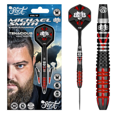 Shot Michael Smith Tenacious 90% Steel Tip Darts-1-23 GRAM-Premier Darts
