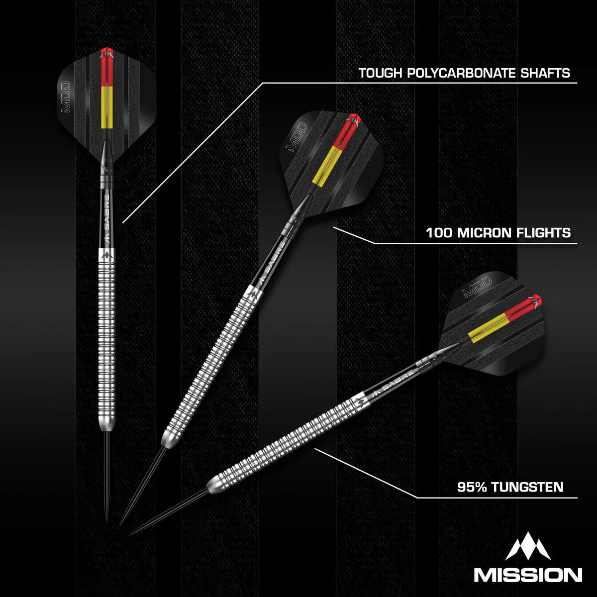 Mission Mike De Decker Silver 95% Tungsten Steel Tip Darts-6-22 GRAM-Premier Darts