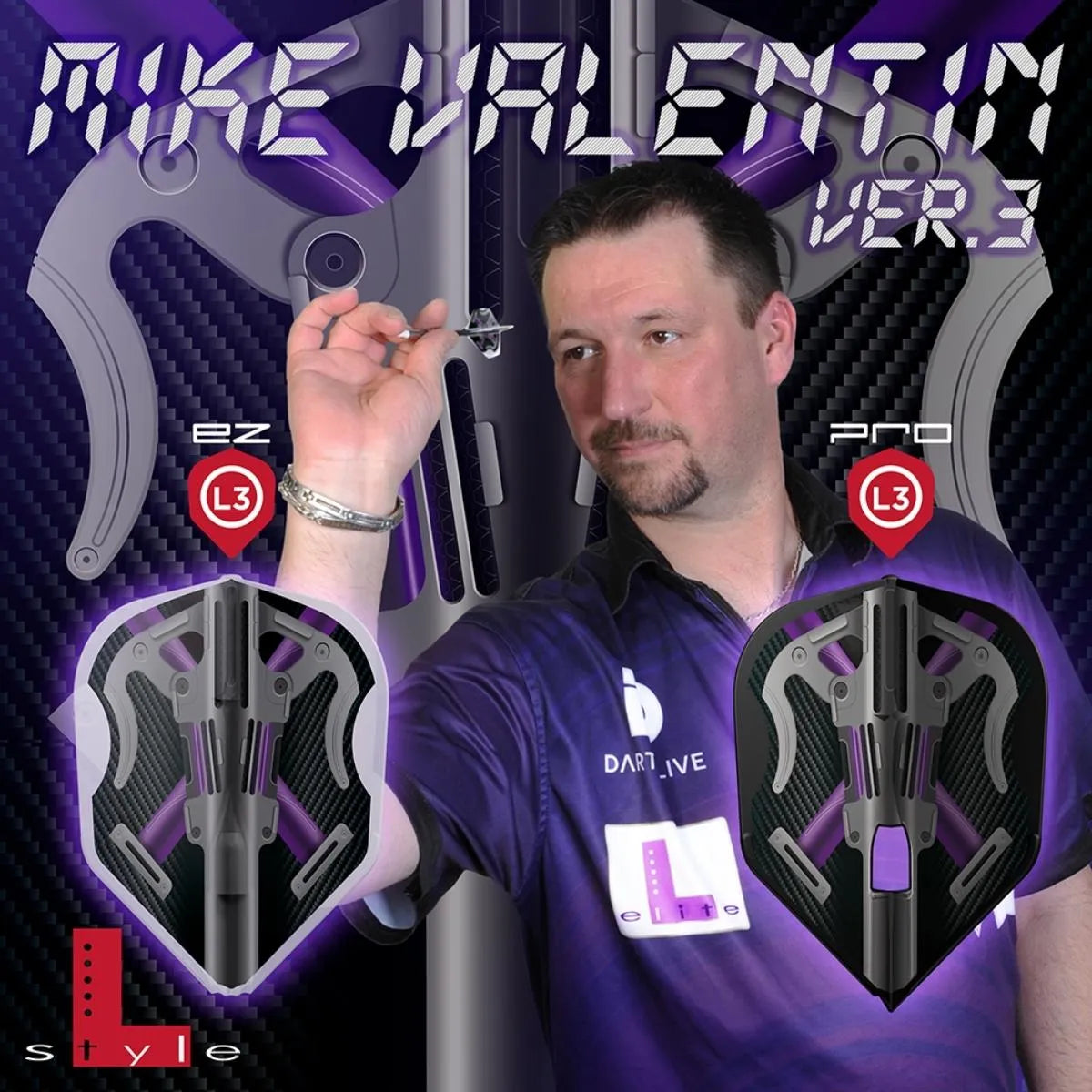 L-Style Darts L-Flight PRO L3 Mike Valentin V3 Black Flights