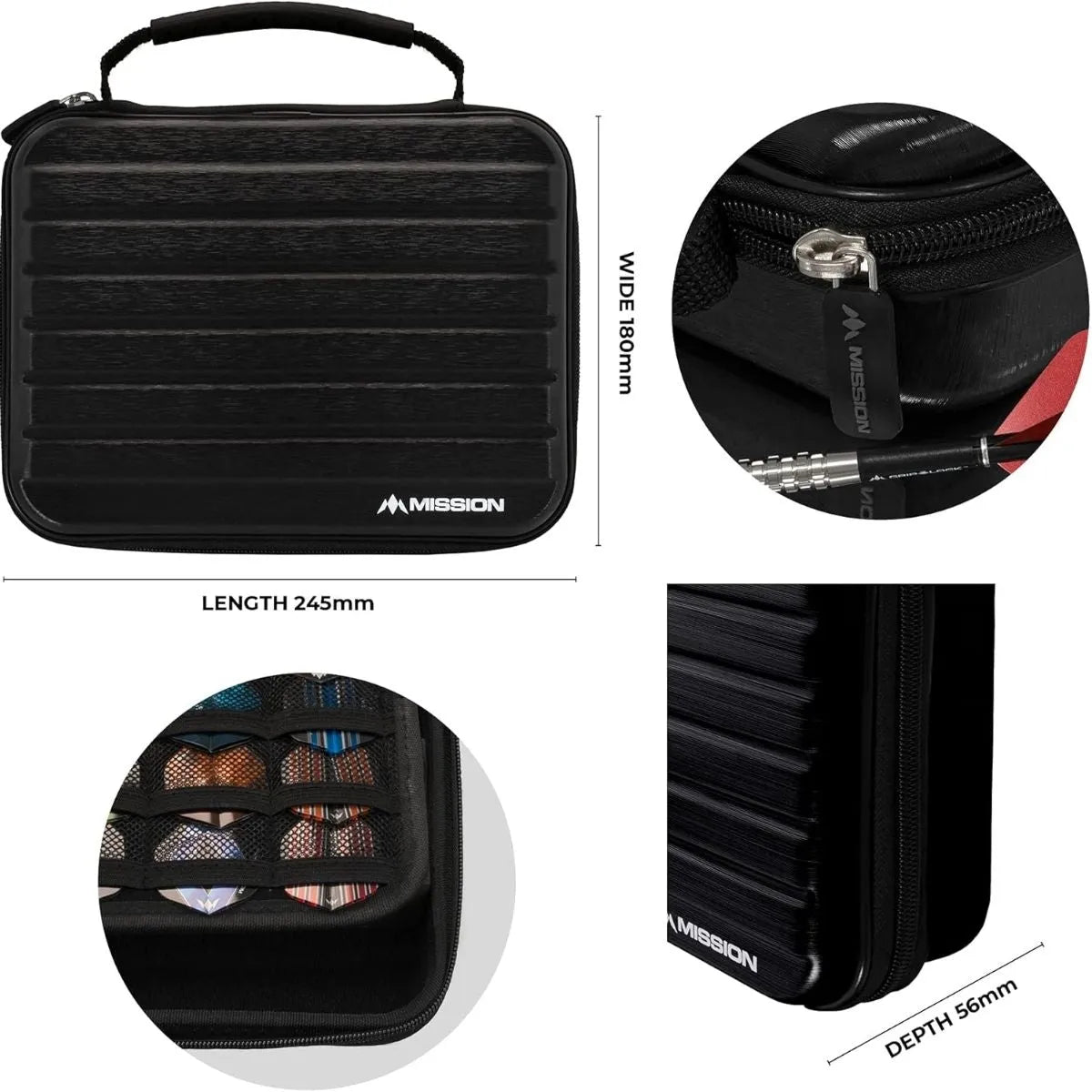 Mission ABS 4 Metallic Darts Case-4-Black-Premier Darts