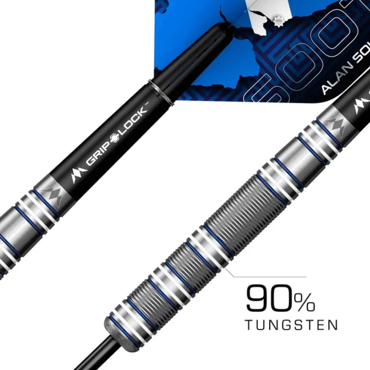 Mission Alan Soutar Blue & White 90% Tungsten Steel Tip Darts-3-22 GRAM-Premier Darts