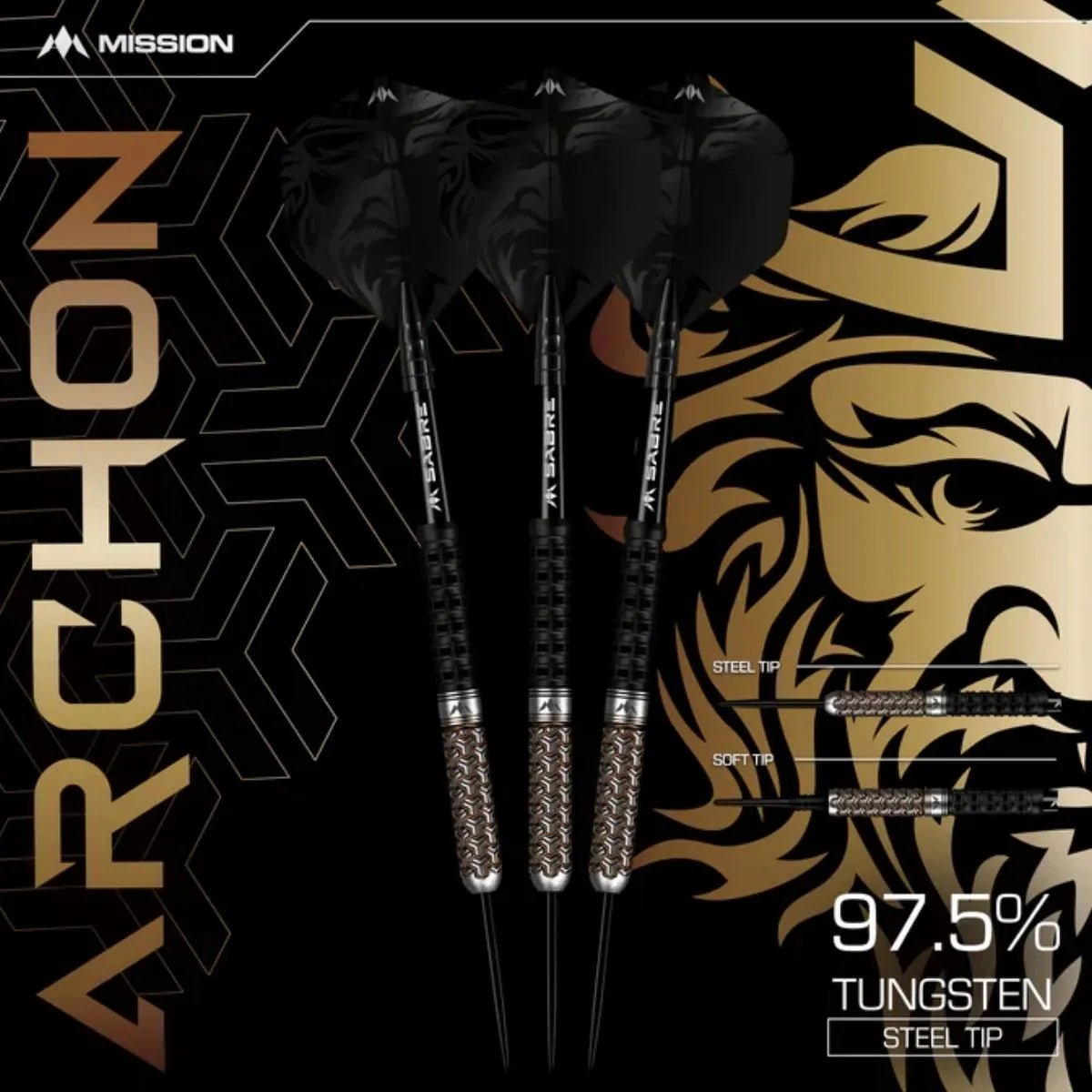 Mission Archon 97.5% Tungsten Steel Tip Darts-5-22 GRAM-Premier Darts