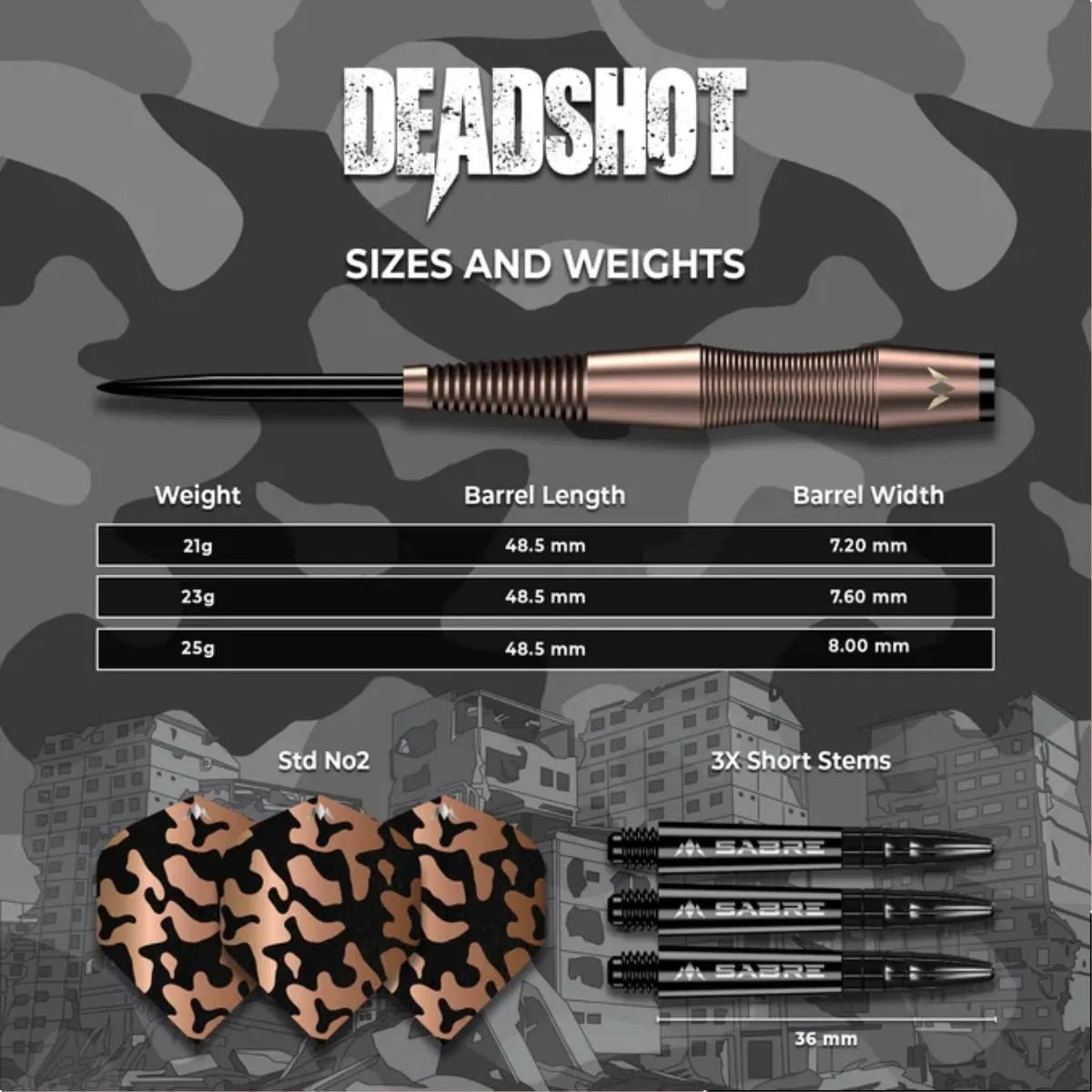 Mission Dead Shot 95% Tungsten Steel Tip Darts-4-21 GRAM-Premier Darts