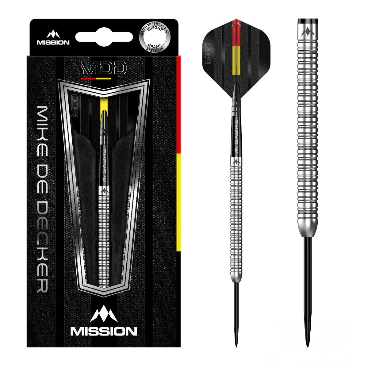 Mission Mike De Decker Silver 95% Tungsten Steel Tip Darts-1-22 GRAM-Premier Darts