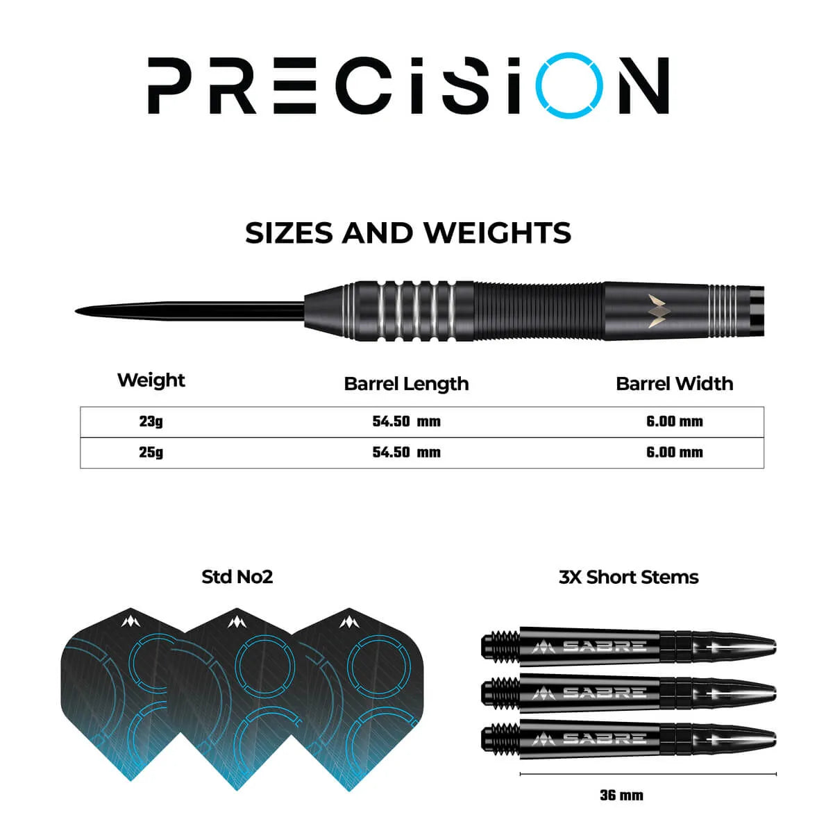 Mission Precision Black PVD 90% Tungsten Steel Tip Darts-5-23 GRAM-Premier Darts