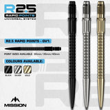 Mission R2.5 Rapid Dart Points - GV1-2-Black-30mm-Premier Darts