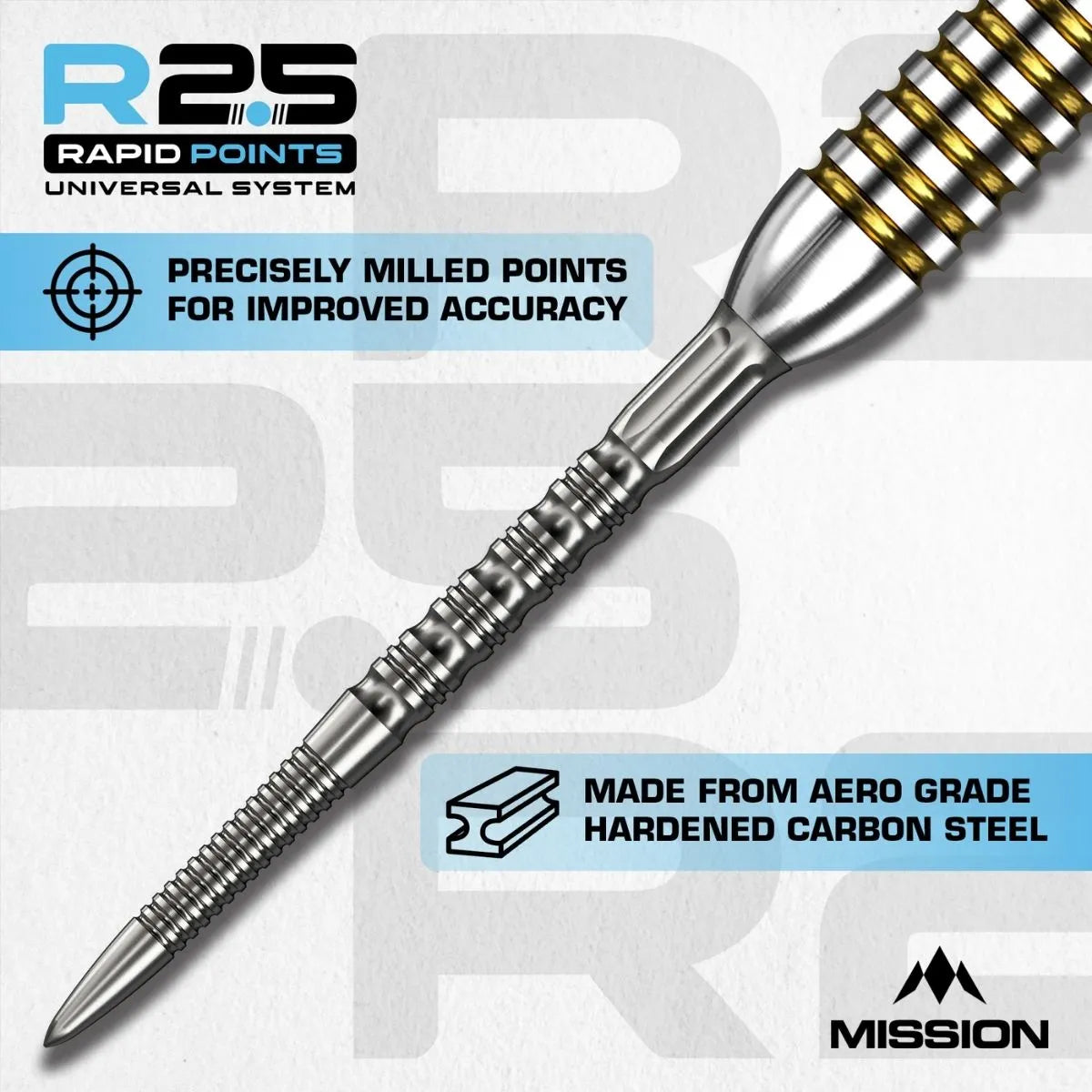 Mission R2.5 Rapid Dart Points - GV2-4-Silver-30mm-Premier Darts
