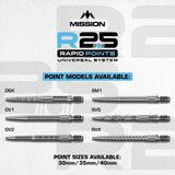 Mission R2.5 Rapid Dart Points - RVX-7-Black-30mm-Premier Darts