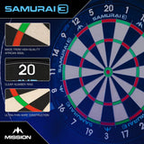 Mission Samurai 3 Professional Dartboard - Black Number Ring-4-Premier Darts