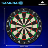 Mission Samurai 3 Professional Dartboard - Black Number Ring-5-Premier Darts