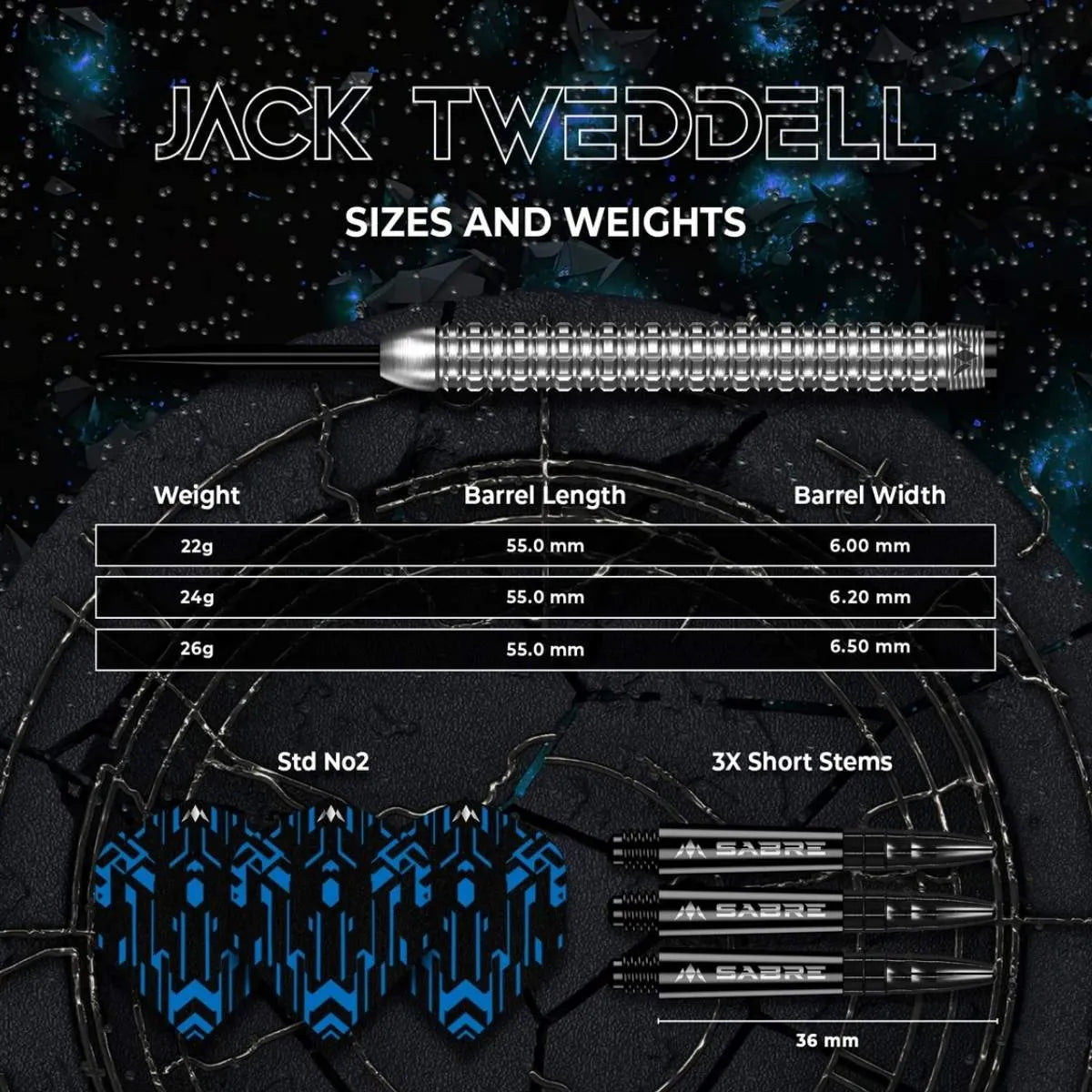 Mission Jack Tweddell 95% Tungsten Steel Tip Darts-5-22 GRAM-Premier Darts