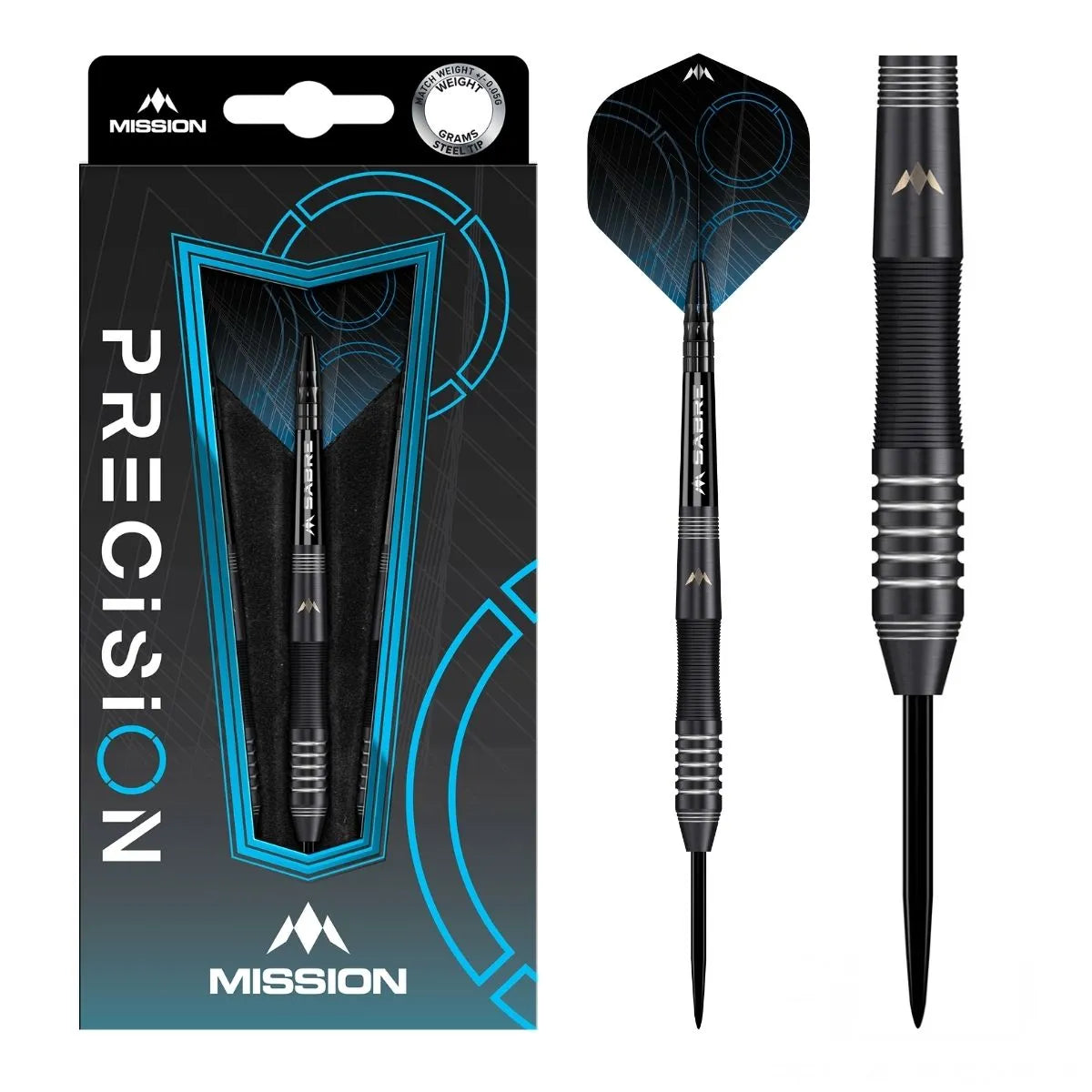Mission Precision Black PVD 90% Tungsten Steel Tip Darts-1-23 GRAM-Premier Darts