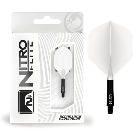 Red Dragon Nitro Flite - Integrated Flight and Shaft-70-Solid White Black-Short-Premier Darts