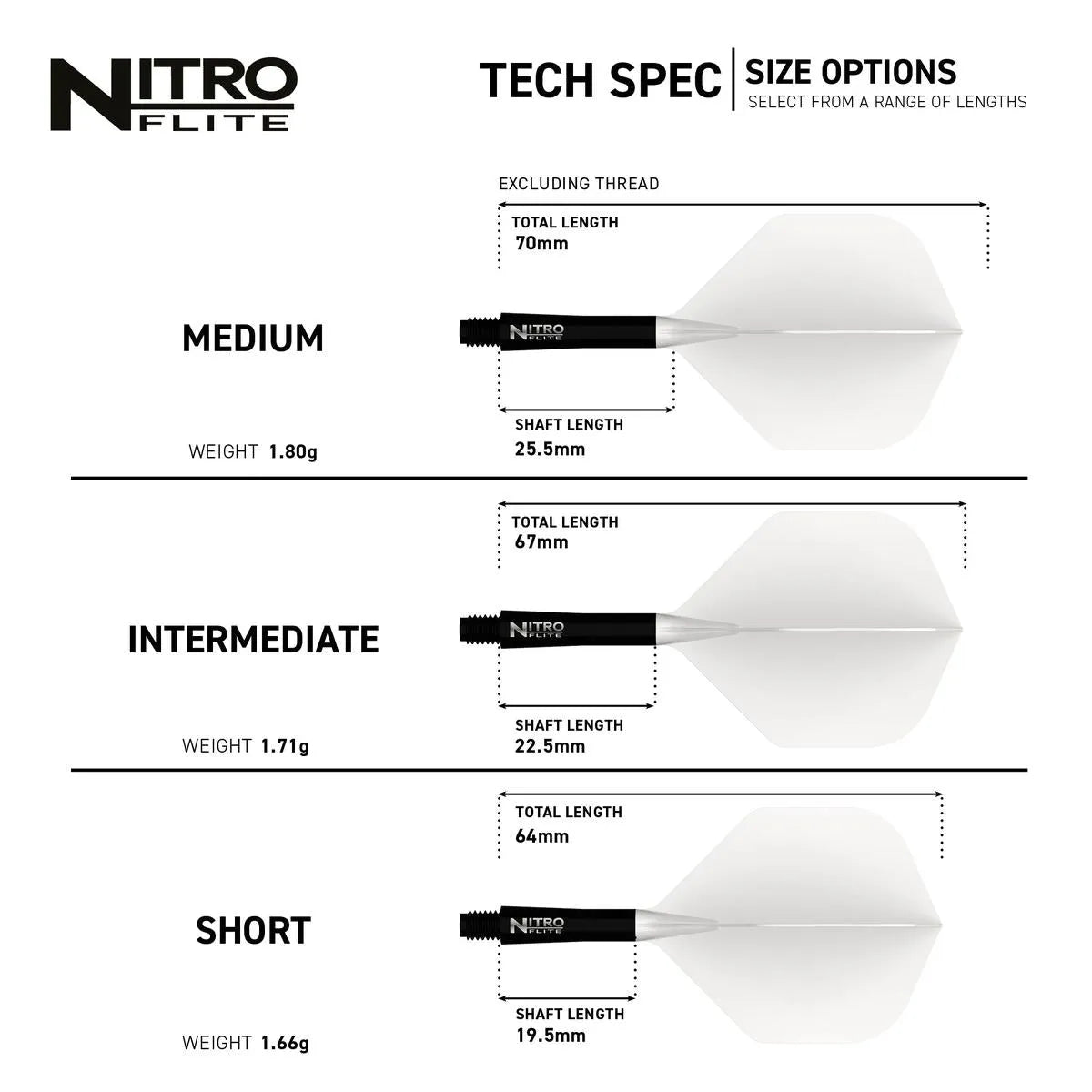 Red Dragon Nitro Flite - Integrated Flight and Shaft-72-Black-Short-Premier Darts