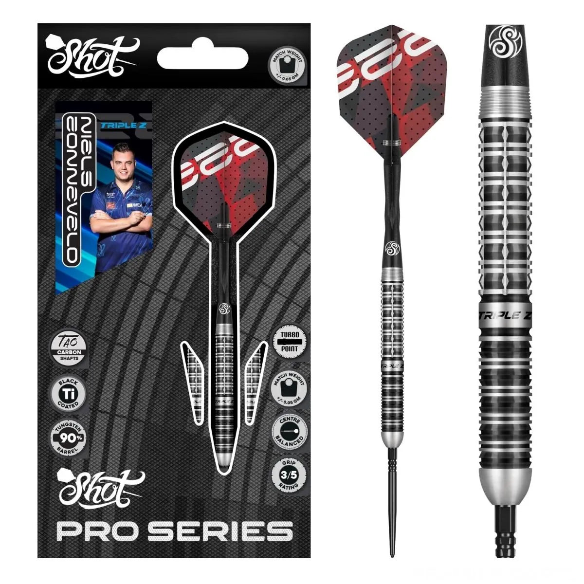 Shot Pro Series Niels Zonneveld 2.0 TP 90% Tungsten Steel Tip Darts-1-23 GRAM-Premier Darts