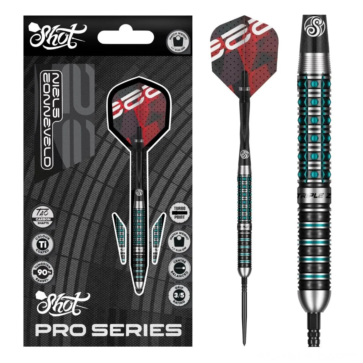 Shot Pro Series Niels Zonneveld TP 90% Tungsten Steel Tip Darts-1-23 GRAM-Premier Darts