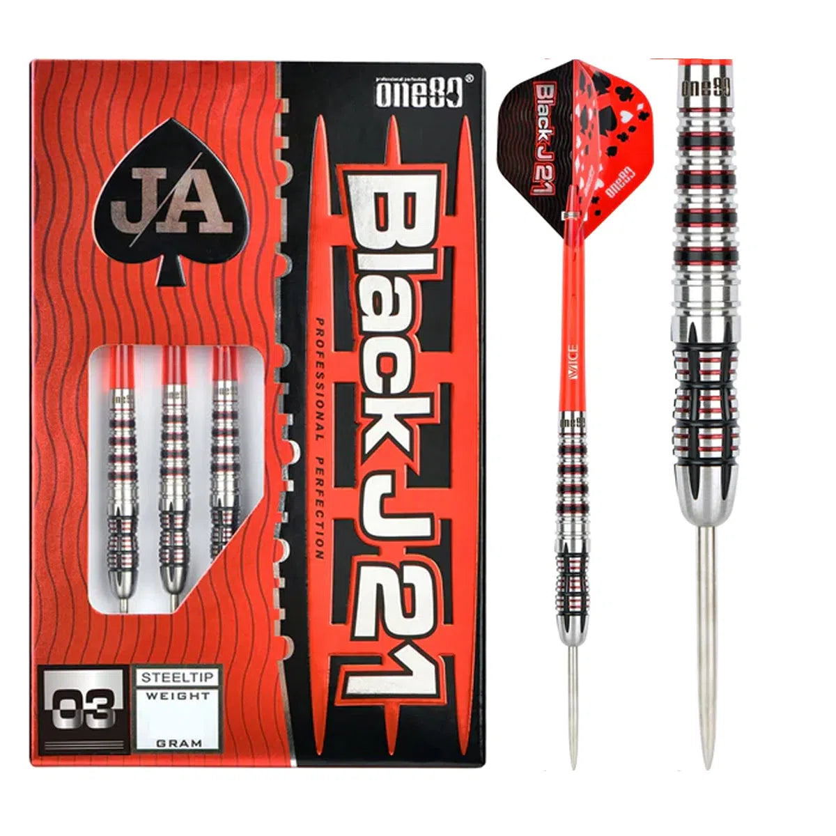 One80 BlackJ 21 03 90% Tungsten Steel Tip Darts