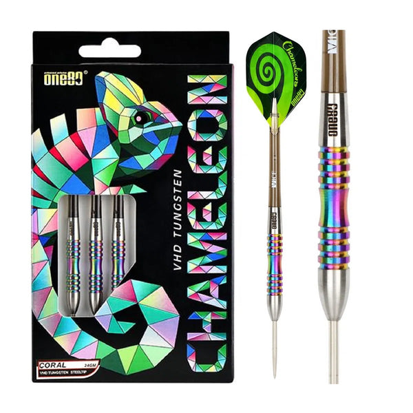One80 Chameleon Coral 90% Tungsten Steel Tip Darts-1-22 GRAM-Premier Darts