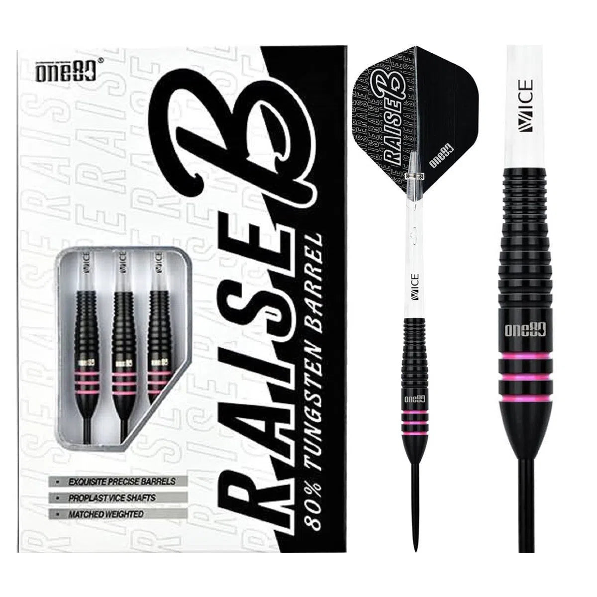One80 Raise B-PI 80% Tungsten Steel Tip Darts