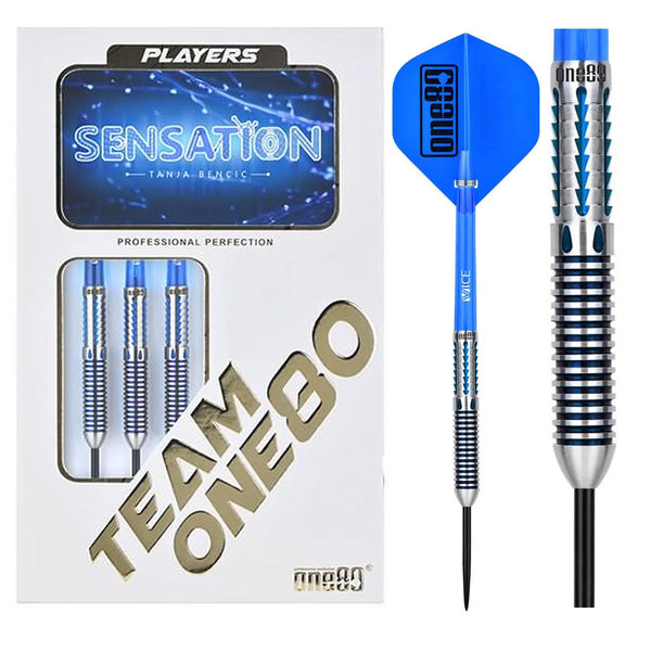 One80 Tanja Bencic Sensation Blue Steel 90% Tungsten Steel Tip Darts-1-20 GRAM-Premier Darts