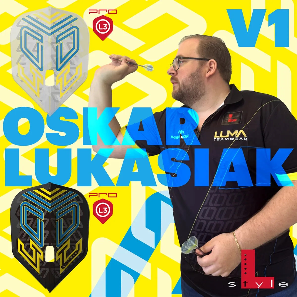 L-Style Oskar Lukasiak L3 PRO Clear Black Flights