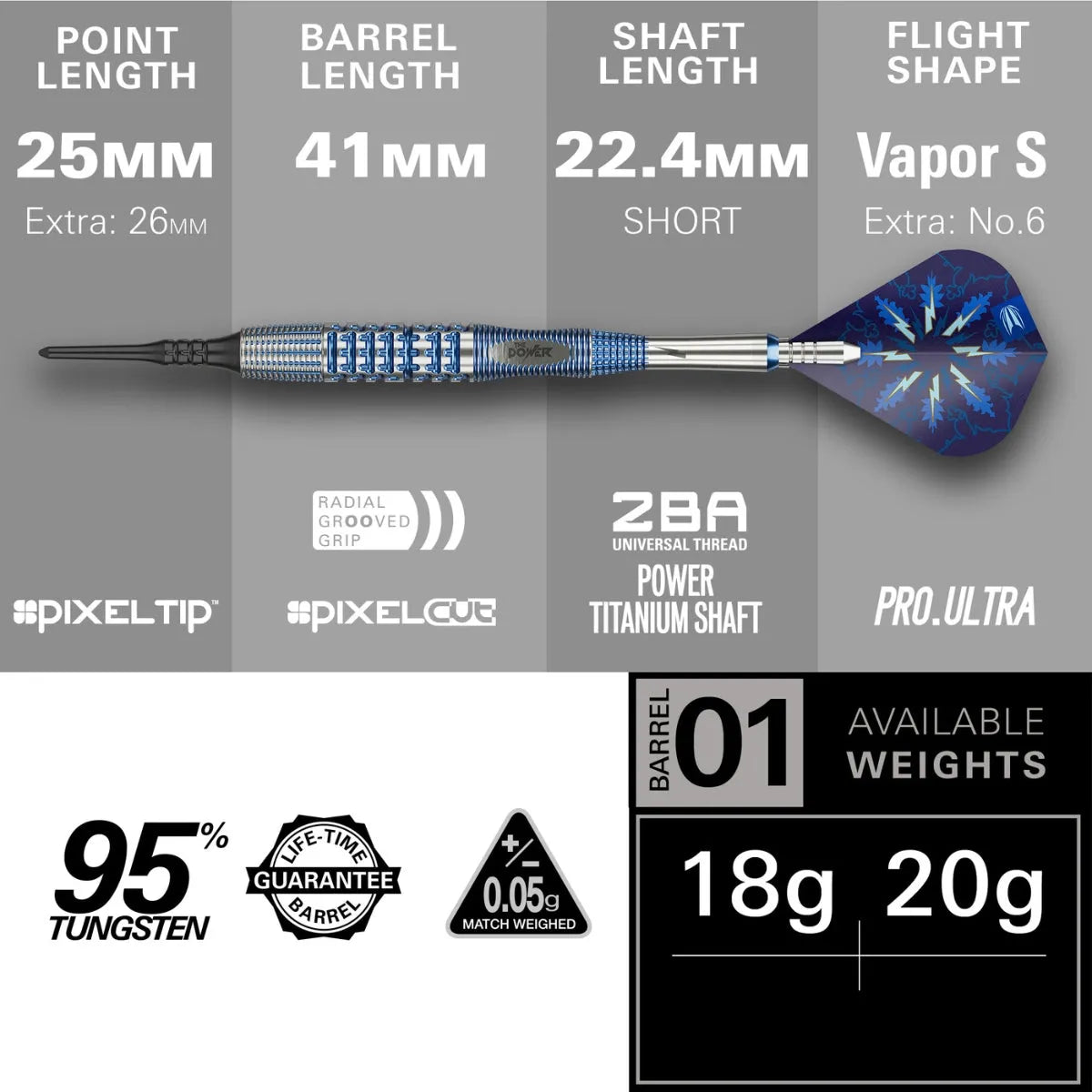Target Darts Phil Taylor Power Gx2 95% Tungsten Soft Tip Darts