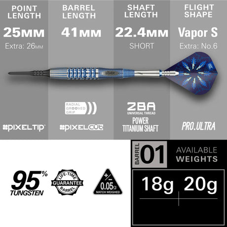 Target Darts Phil Taylor Power Gx2 95% Tungsten Soft Tip Darts