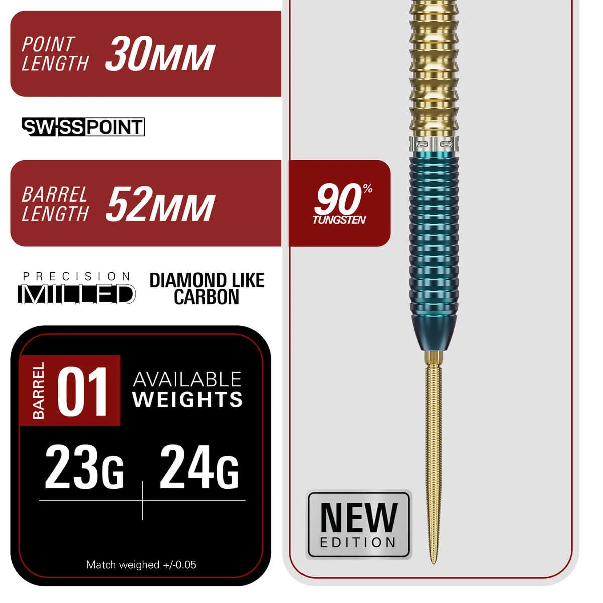 Target Japan Prime Series Zenith G2.5 90% Tungsten Steel Tip Darts-6-23 GRAM-Premier Darts