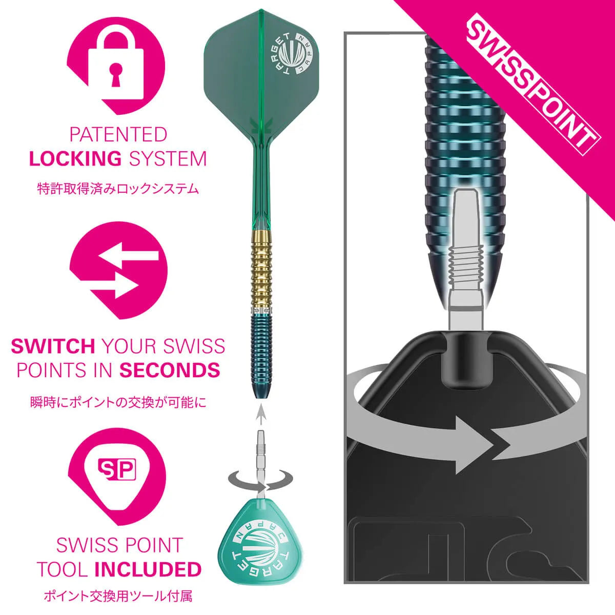 Target Japan Prime Series Zenith G2.5 90% Tungsten Steel Tip Darts-8-23 GRAM-Premier Darts