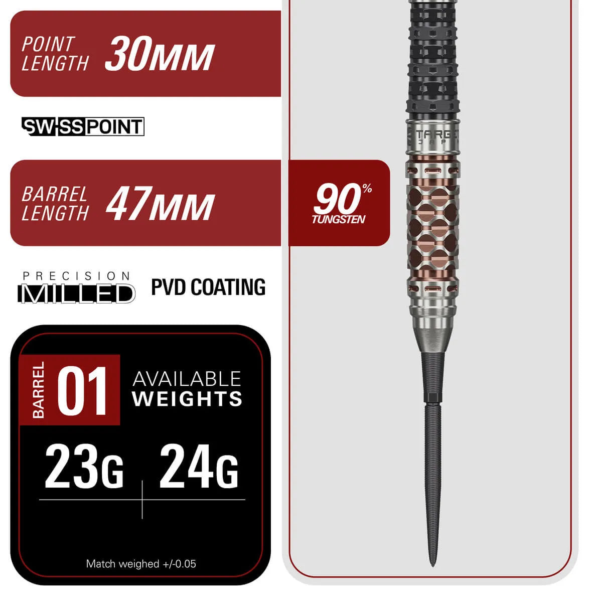 Target Japan Charis G6 90% Tungsten Steel Tip Darts-5-23 GRAM-Premier Darts