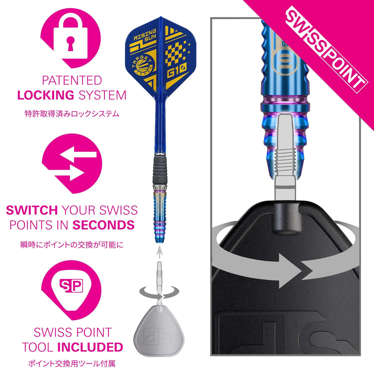 Target Japan Haruki Muramatsu Rising Sun G10 95% Tungsten Steel Tip Darts