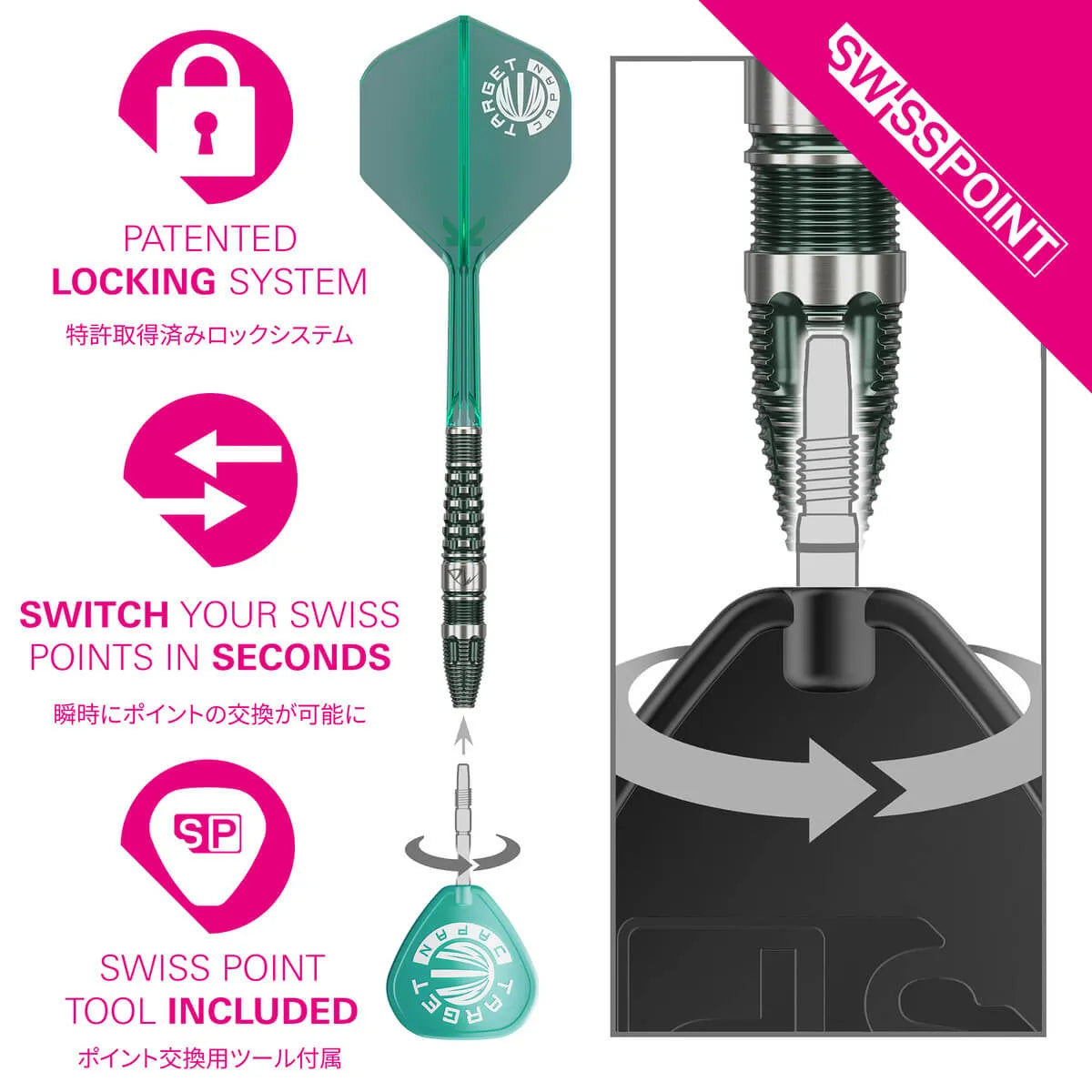 Target Japan Prime Series PW GEN3 90% Tungsten Steel Tip Darts-8-23 GRAM-Premier Darts