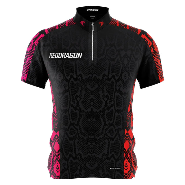 Black Darts jersey with red and pink patterns and 'Redragon' branding on a white background