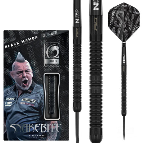 Red Dragon Peter Wright Black Mamba 90% Tungsten Steel Tip Darts-1-22 GRAM-Premier Darts
