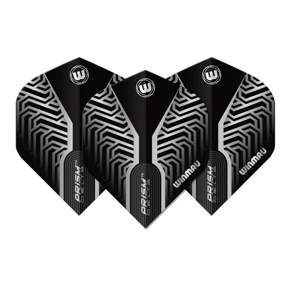 Winmau Prism Delta Metallic Black & Silver Premium Standard Dart Flights-1-Premier Darts