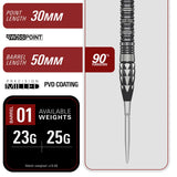 Target Japan Mitsumasa Hoshino Pyro G12 90% Tungsten Steel Tip Darts-7-23 GRAM-Premier Darts