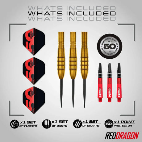 Red Dragon 50 Year Collection Golden Virgin 5 90% Tungsten Steel Tip Darts