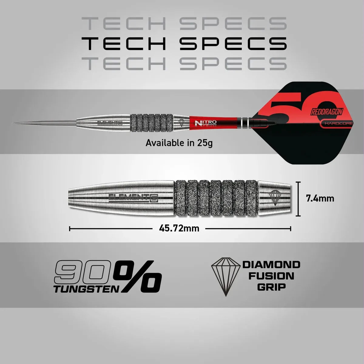 Red Dragon 50 Year Collection Element6 C 90% Tungsten Steel Tip Darts