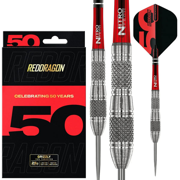 Red Dragon 50 Year Collection Grizzly 4 85% Tungsten Steel Tip Darts-1-25 GRAM-Premier Darts