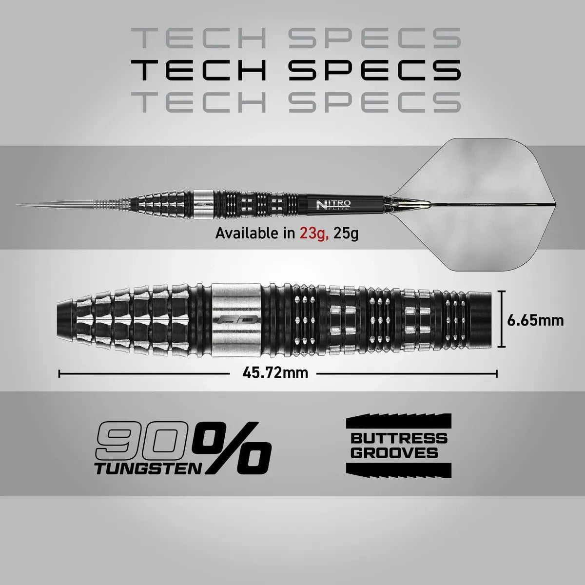 Red Dragon Recon - Torpedo 90% Tungsten Steel Tip Darts-6-23 GRAM-Premier Darts