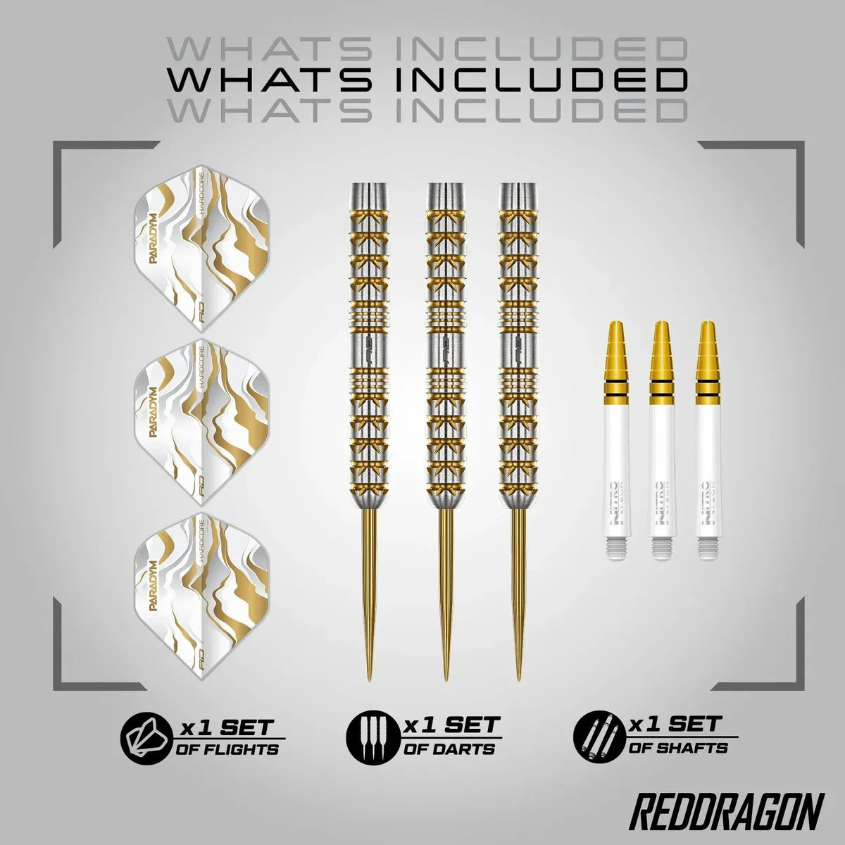 Red Dragon Paradym Gold - Parallel 90% Tungsten Steel Tip Darts
