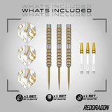 Red Dragon Paradym Gold - Parallel 90% Tungsten Steel Tip Darts