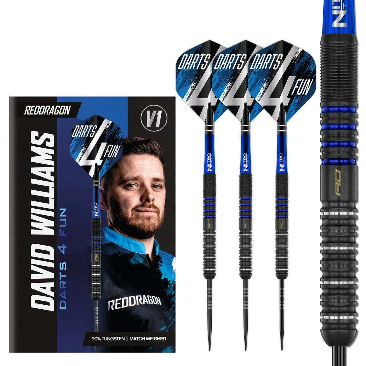 Red Dragon David Williams V1 90% Tungsten Steel Tip Darts-1-23 GRAM-Premier Darts