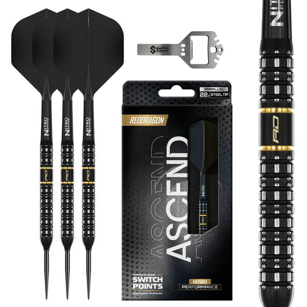 Red Dragon Ascend Parallel SP 90% Tungsten Steel Tip Darts-1-22 GRAM-Premier Darts