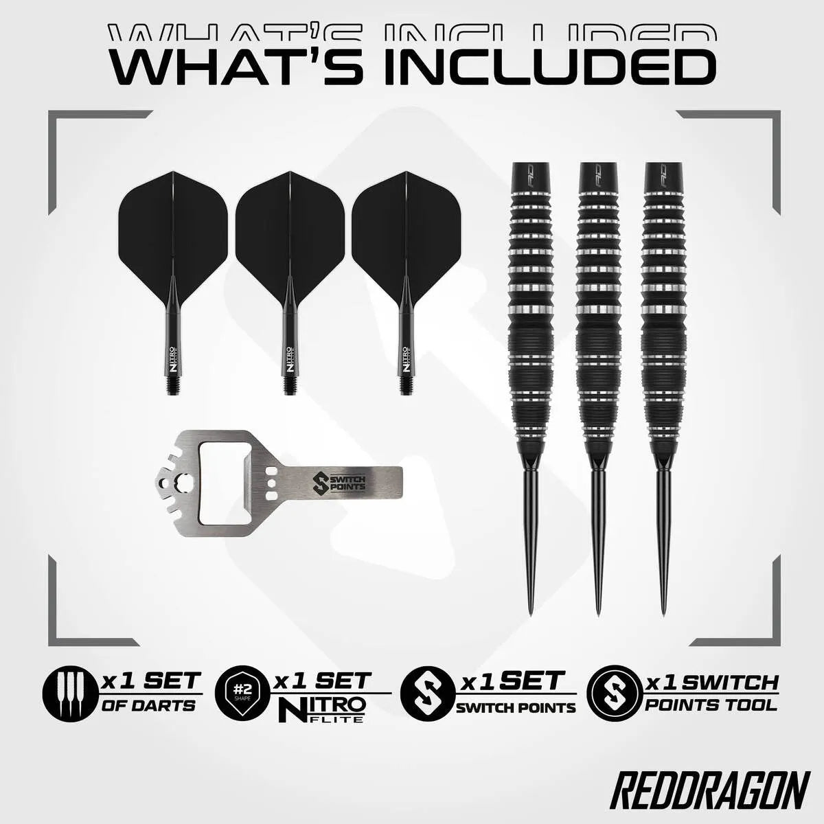 Red Dragon Sable Bomb SP 90% Tungsten Steel Tip Darts-3-22 GRAM-Premier Darts