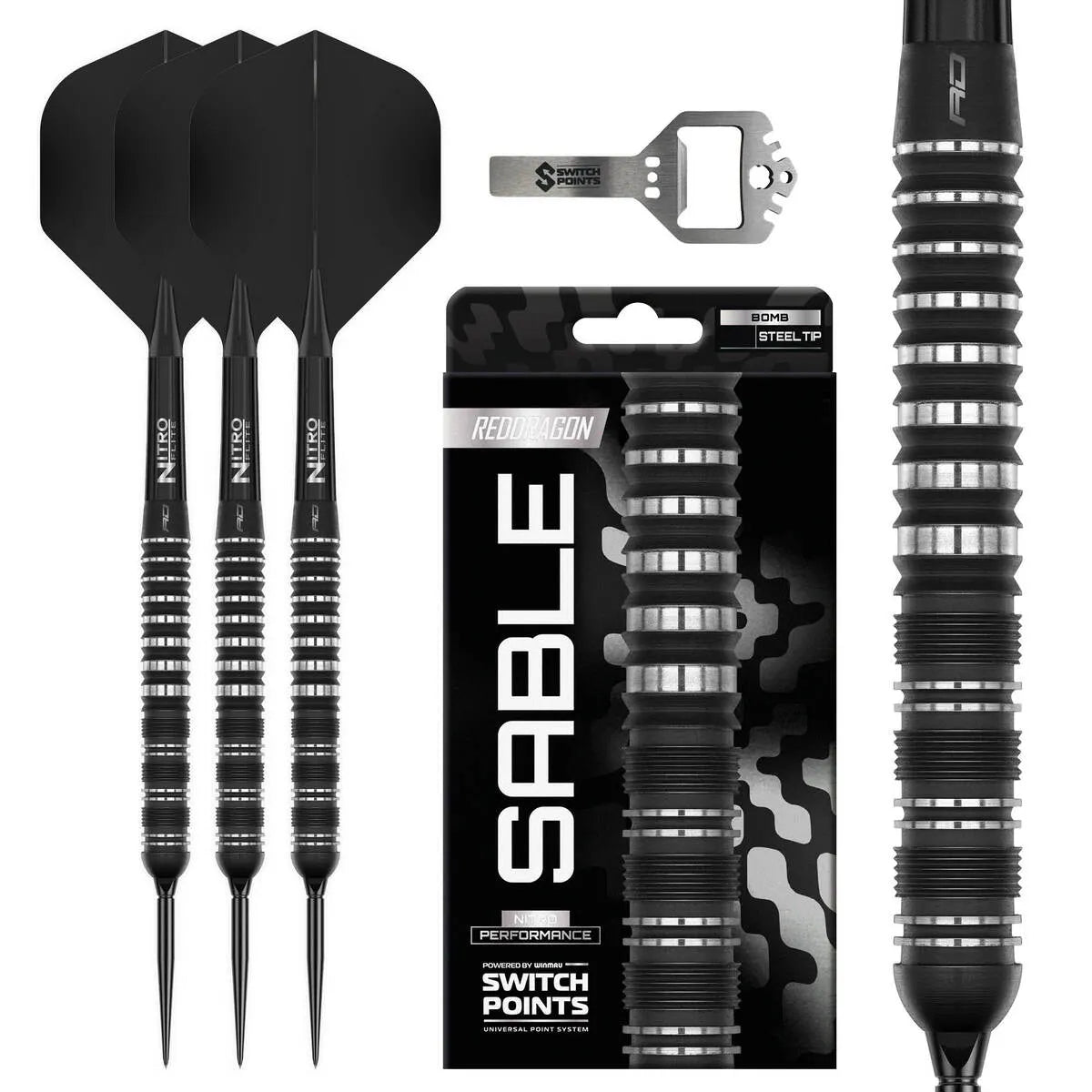 Red Dragon Sable Parallel SP 90% Tungsten Steel Tip Darts-1-21 GRAM-Premier Darts