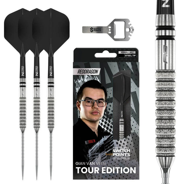 Red Dragon Gian van Veen Tour Edition SP 90% Tungsten Steel Tip Darts-1-21 GRAM-Premier Darts
