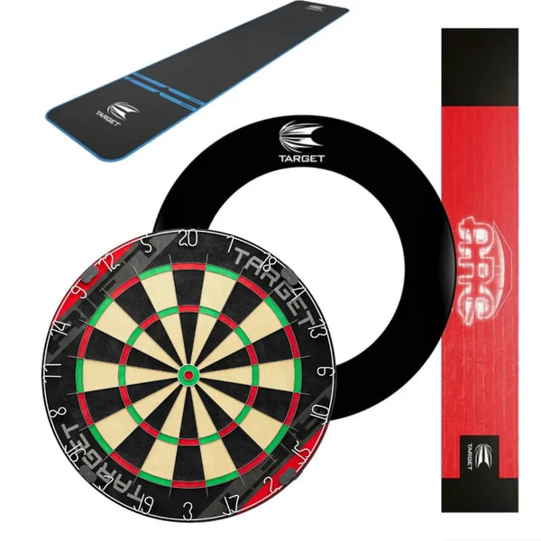 Target Rift Dartboard + Arc Light + World Chamion Mat + Tour Surround Bundle-1-Black-Blue-Premier Darts