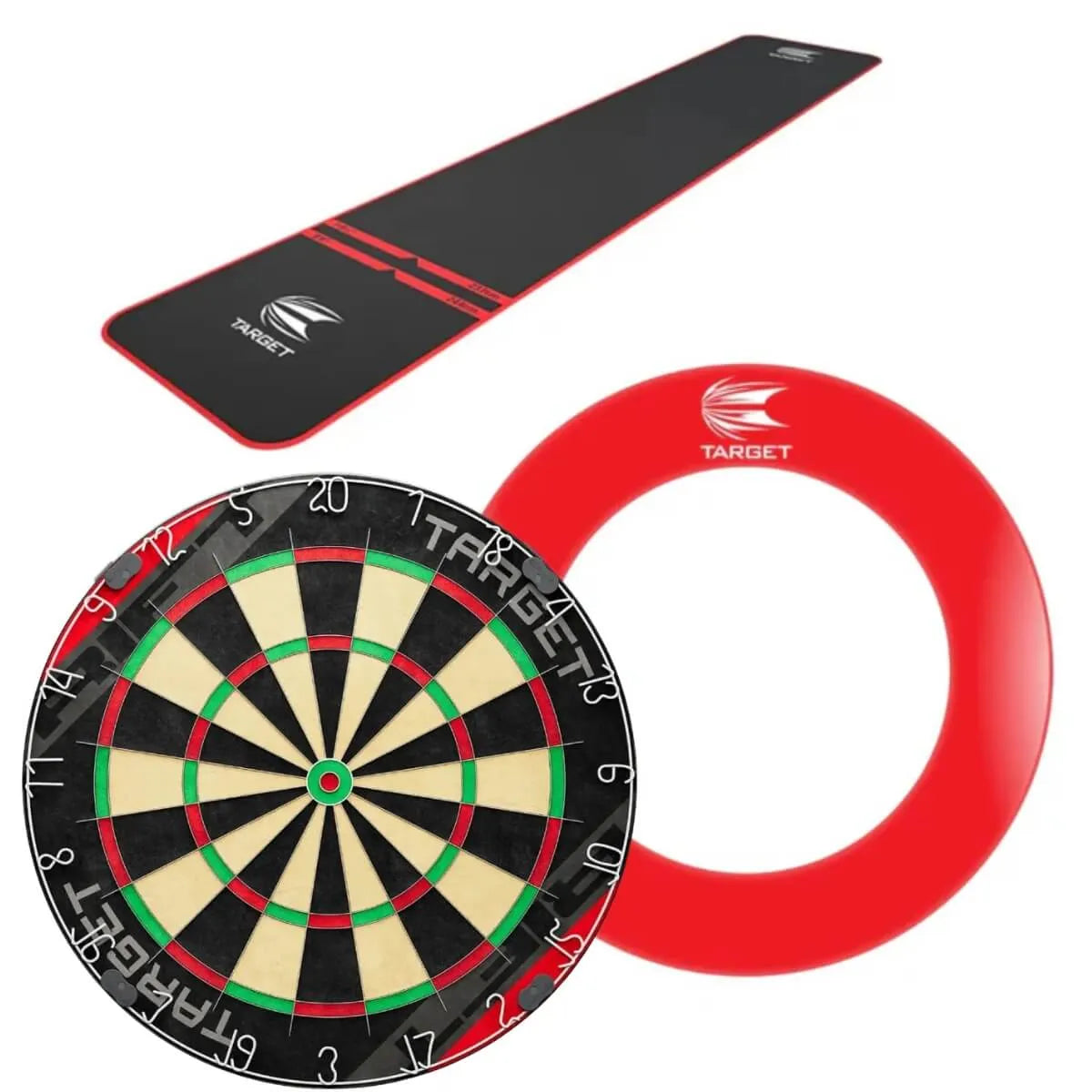 Target Rift Dartboard + World Champion Mat + Tour Surround Bundle-8-Red-Red-Premier Darts